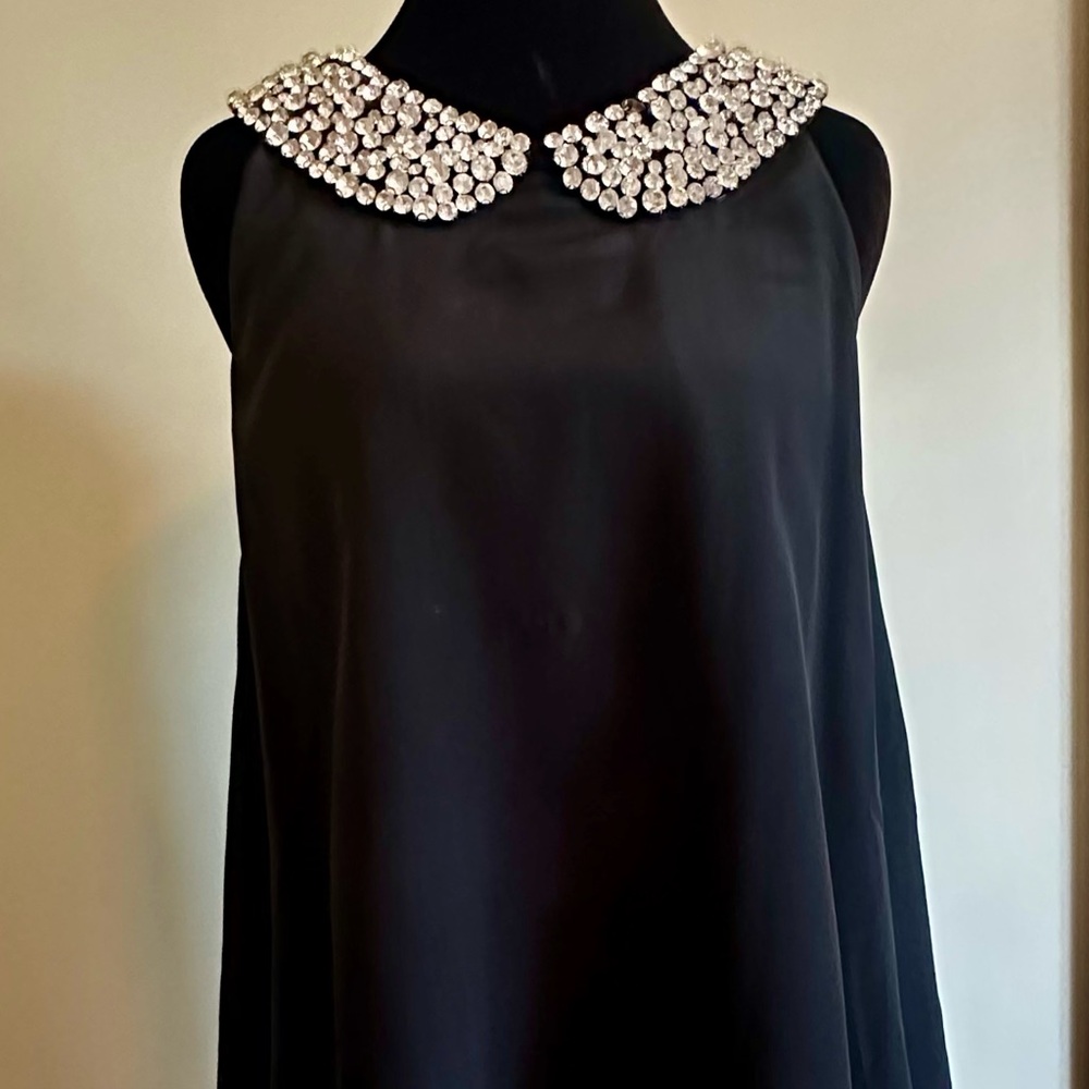 JB by Julie Brown Black Blouse with Sparkling Collar